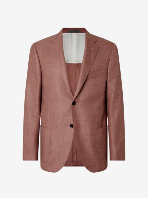 CORNELIANI Dark-pink wool, silk and linen jacket