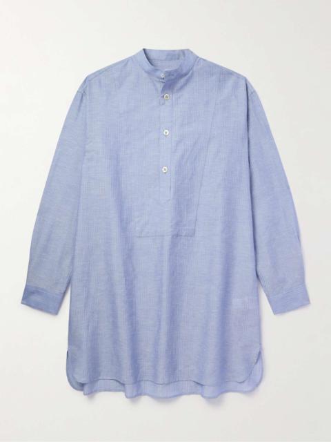 Suwako Grandad-Collar Striped Linen and Cotton-Blend Shirt