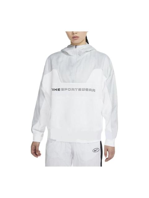 Nike (WMNS) Nike Printing Sports Hooded Jacket White CZ8865-100