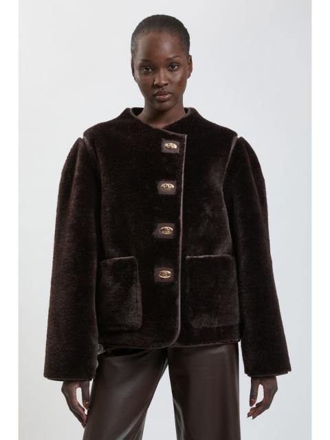 KAREN MILLEN Faux Fur Tipped Turnlock Coat