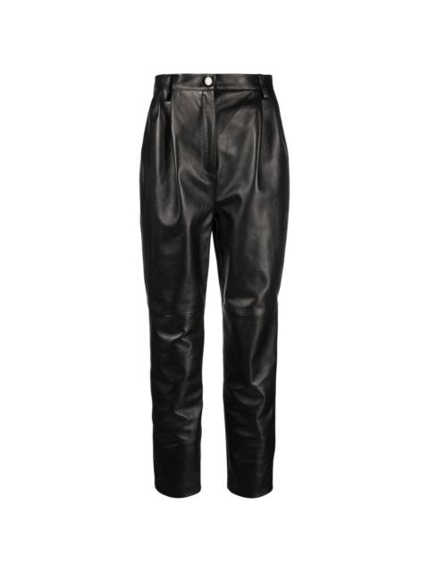 high-waisted tapered leather trousers