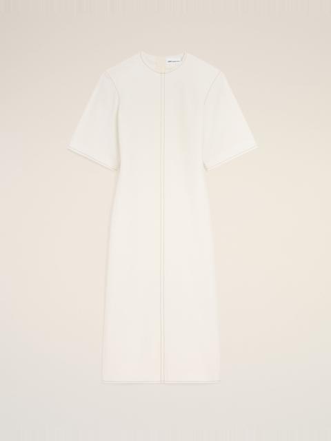 AMI Paris WHITE COTTON LONG FITTED DRESS