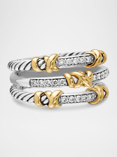 DAVID YURMAN Helena Ring with Diamonds and 18K Gold in Silver, 12mm