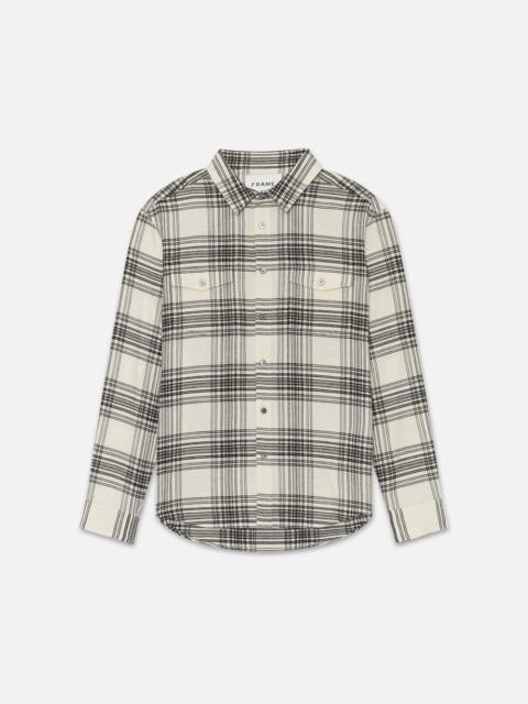 FRAME Spring Plaid Shirt in White Canvas/Black Plaid