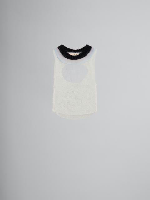 Marni WHITE MESH WOOL AND CASHMERE TANK TOP WITH CUTOUT