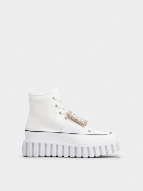 Roger Vivier Viv' Go-Thick Strass Buckle Hi-Top Sneakers in Canvas