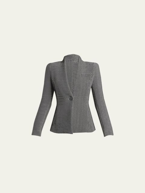 GIORGIO ARMANI Diagonal Stripe Single-Breasted Jersey Jacket