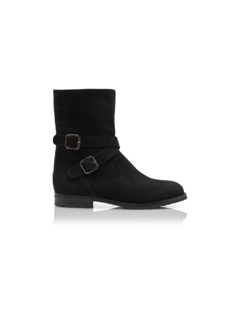 Manolo Blahnik Black Suede and Shearling Boots