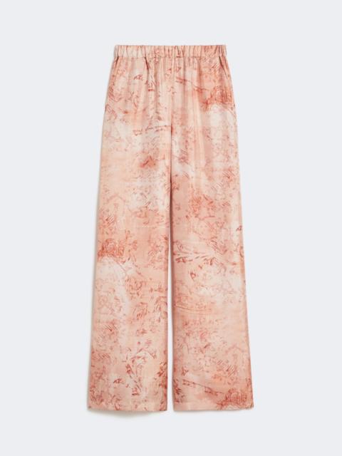 Max Mara Wide-fit printed silk trousers - PINK
