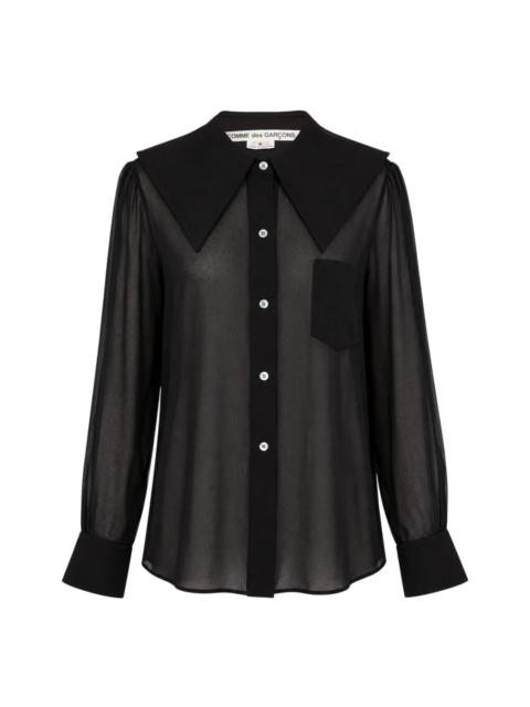Comme Des Garçons Sheer Blouse With Oversized Collar