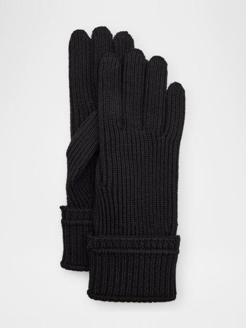 Burberry Men's Embroidered Logo Patch Wool-Blend Knit Gloves