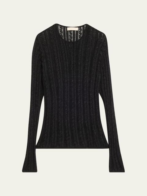 ULLA JOHNSON Ardith Long-Sleeve Lace Knit Top