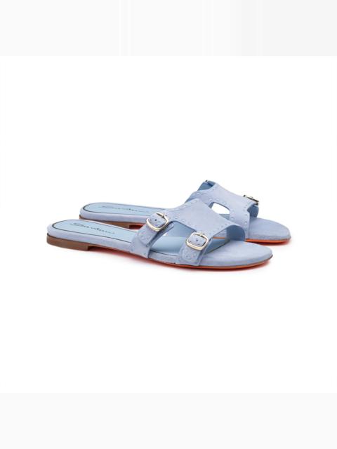 Santoni Women's light blue leather Didi slide sandal