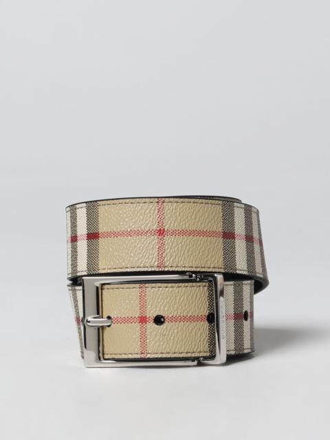 Burberry Check and Leather Reversible Belt , Size: 75