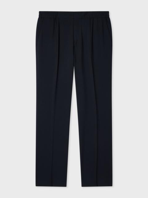 Paul Smith Navy Two-Ply Hopsack Wool Elasticated-Waist Trousers