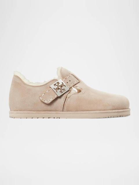 TORY BURCH Mellow Shearling-Lined Suede Clogs