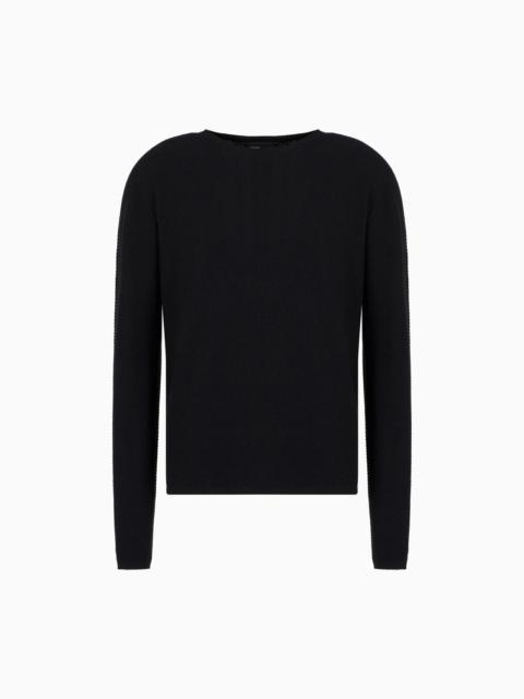 GIORGIO ARMANI CHEVRON VIRGIN WOOL, CREW-NECK JUMPER