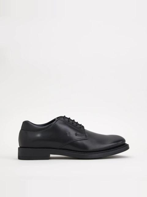 Tod's LACE-UPS IN LEATHER - BLACK