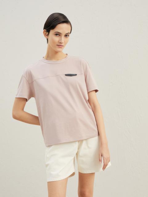 Cotton lightweight jersey T-shirt with shiny detail