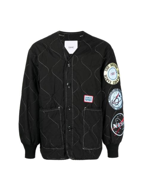 patch-detail quilted bomber jacket