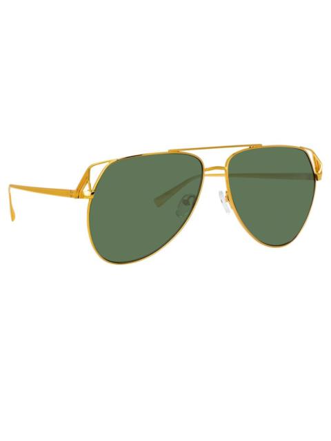 THE ATTICO TELMA AVIATOR SUNGLASSES IN YELLOW GOLD TONE