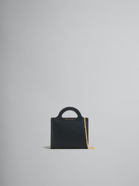 Marni BLACK LEATHER TROPICALIA WALLET WITH CHAIN STRAP