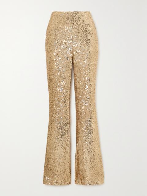 AKRIS Sequined Stretch-tulle Flared Pants