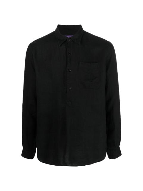 short button fastening linen shirt