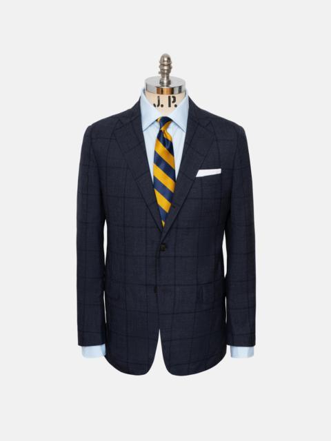 J. PRESS MADE-IN-USA FOX BROTHERS CHAR BLUE WINDOWPANE SUIT