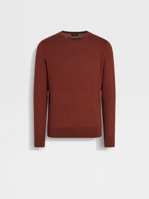 ZEGNA BRICK RED MÉLANGE CASHSETA CREWNECK