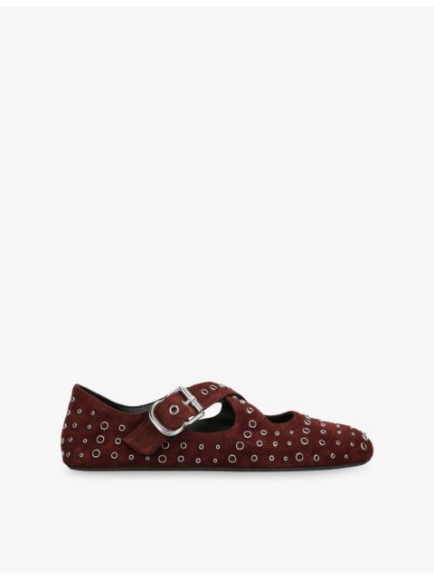 Alaïa Criss Cross Suede Ballet Flats