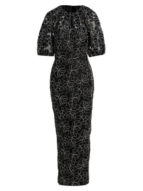 LELA ROSE Women's Naomi Floral Lace Maxi Balloon-Sleeve Maxi Dress - Black Ivory
