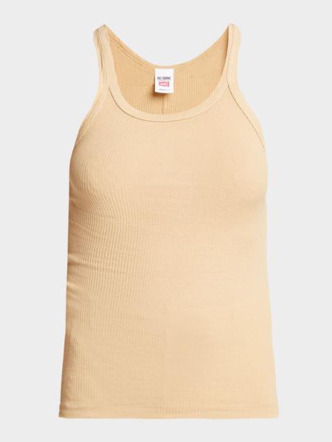 RE/DONE Ribbed Scoop-Neck Fitted Tank