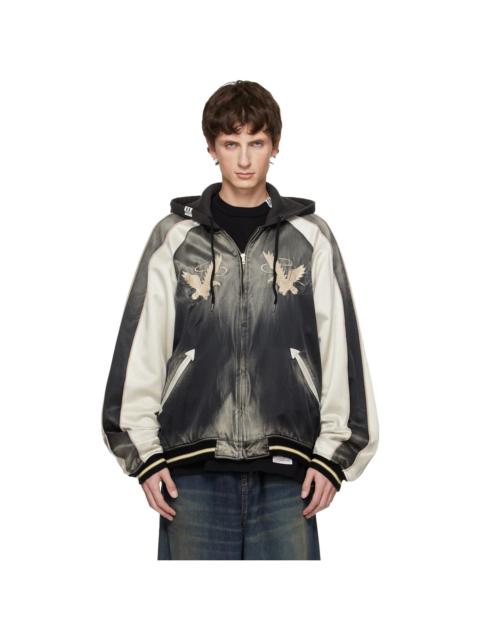 Maison MIHARAYASUHIRO Black Reversible Hoodie Layered Souvenir Jacket