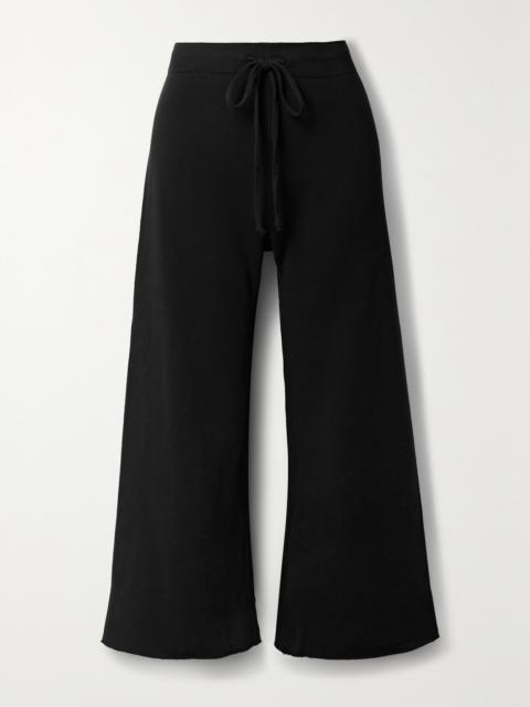 NILI LOTAN Kiki Cropped Voile-trimmed Cotton-jersey Track Pants