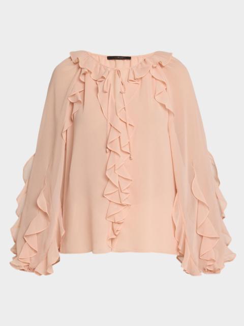 KOBI HALPERIN Kaytya Ruffled Chiffon Tieneck Blouse