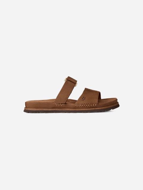 UGG ® Women's GoldenGaze Slide Leather Sandals in Dark Chestnut