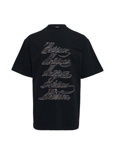 We11done Black Ribbon Multi-Logo T-Shirt
