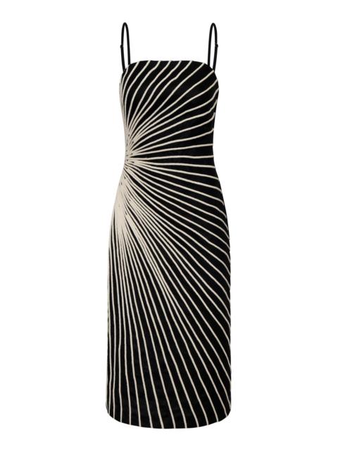 ANDRES OTALORA Imani de Amor Embroidered Linen Midi Dress black