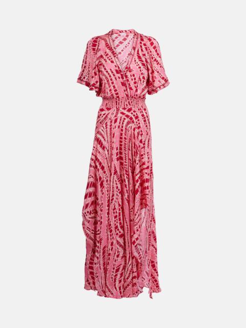 Poupette St Barth Mabelle printed satin midi dress