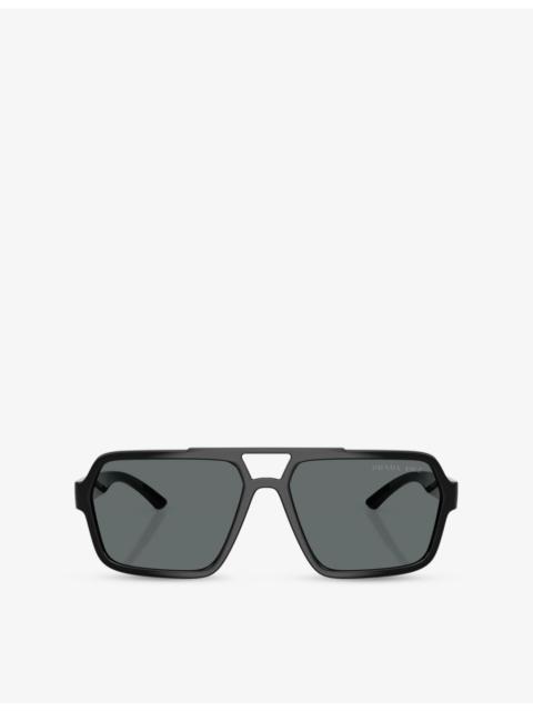 Prada PS A06S Polarised Pilot-Frame Injected Sunglasses