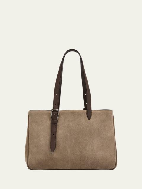 Brunello Cucinelli East-West Belt Velour Leather Tote Bag