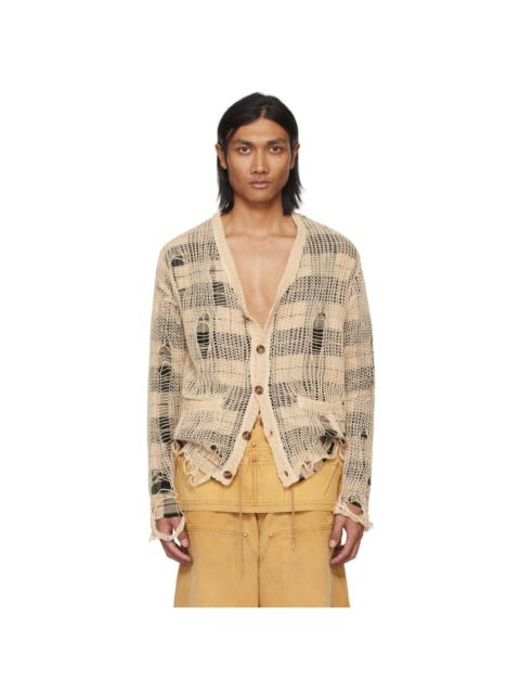 R13 Beige Overlay Distressed Cardigan