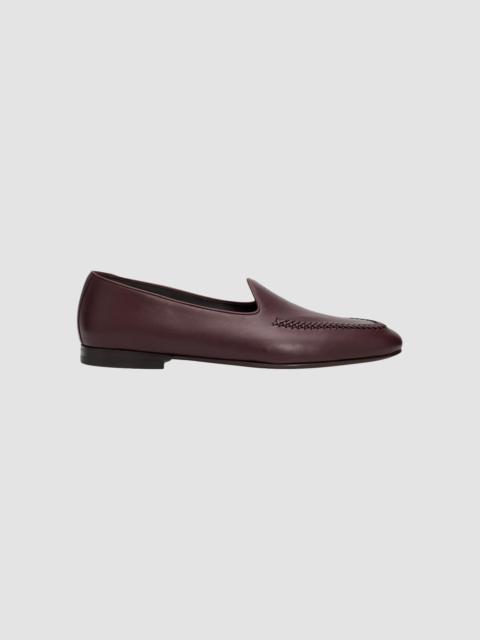 Manolo Blahnik Men's Brera Braided-Apron Leather Loafers - Dark Red