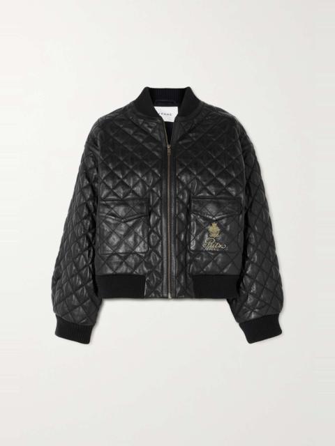 FRAME + Ritz Paris embroidered quilted leather bomber jacket