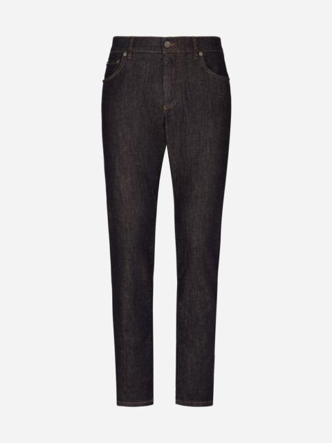 Blue slim-fit stretch jeans