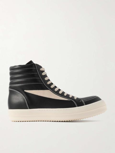 Rick Owens Vintage Suede-Trimmed Leather High-Top Sneakers