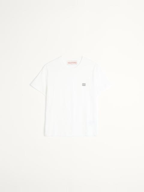 Valentino COTTON T-SHIRT WITH VLOGO PATCH