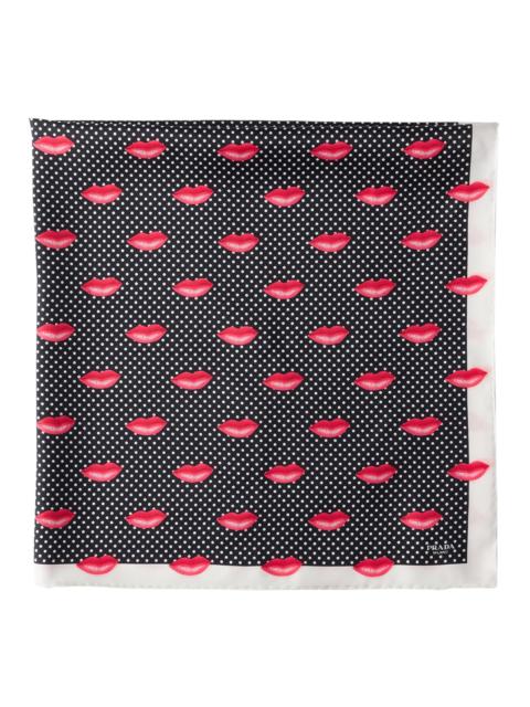 Prada Women's Printed Silk Twill Scarf, 90 X 90 Cm - Black