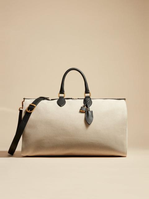 KHAITE The Pierre Weekender in Natural and Black Leather